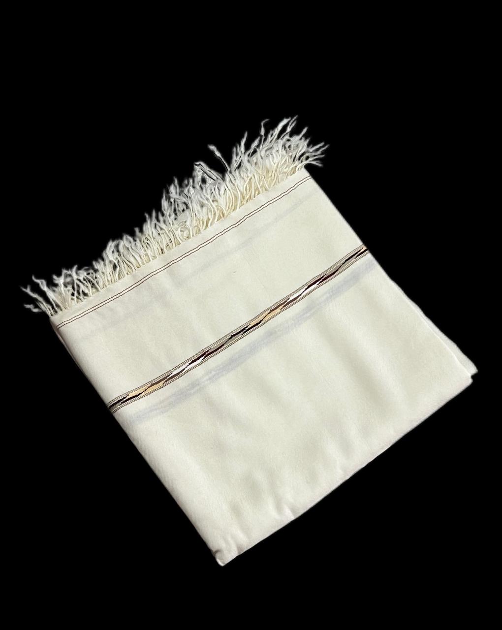 White Double Layered Men’s Shawl – Made with 72% Wool | Premium Winter Wear