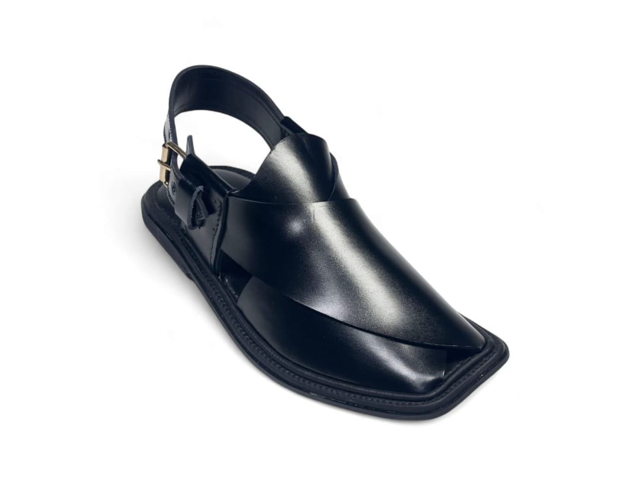 Golti Black Peshawari Chappal