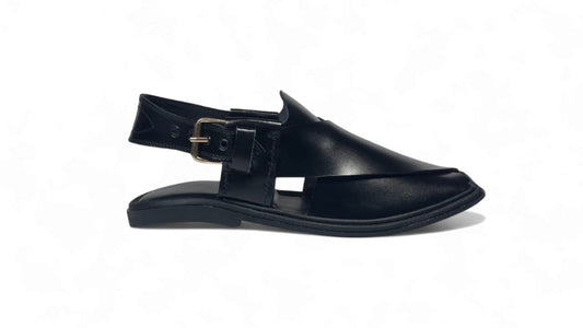 Golti Black Peshawari Chappal