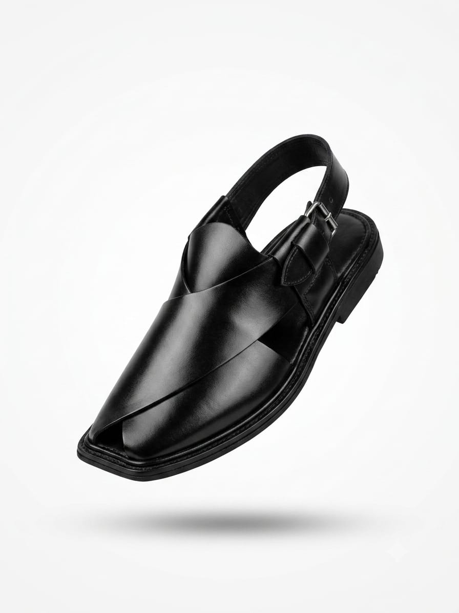 Golti Black Peshawari Chappal