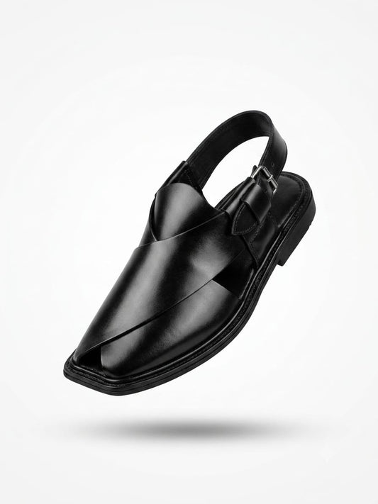 Golti Black Peshawari Chappal
